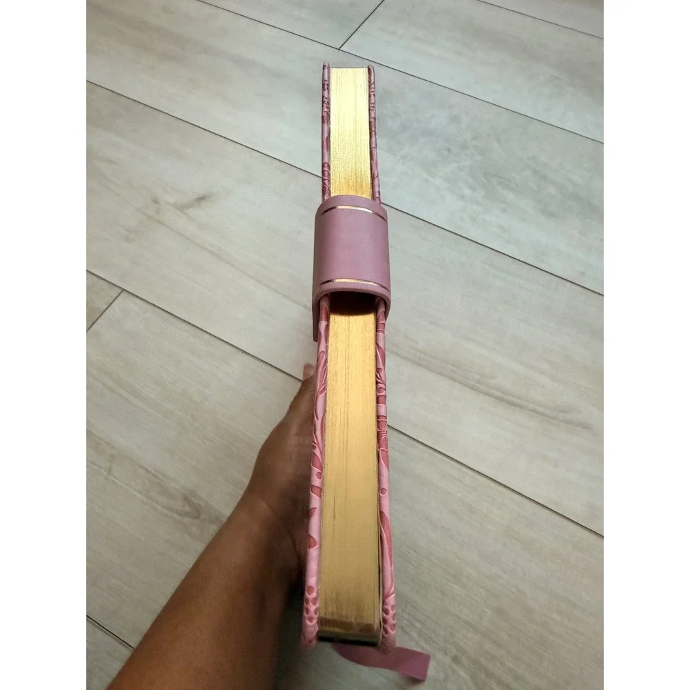 Papyrus 2026-2027 18-Month Faux Leather Planner Pink Floral Gold Leaf Edge NWT